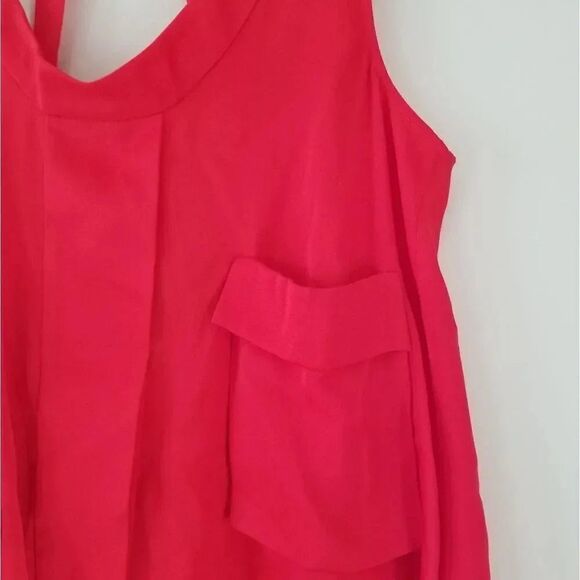BCBGMAXAZRIA Tiiu Red Berry Silk Top with Open Bac - Picture 3 of 5